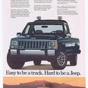 Media '1986 Jeep Comanche pickup truck photo print ad' in category 'Comanche'